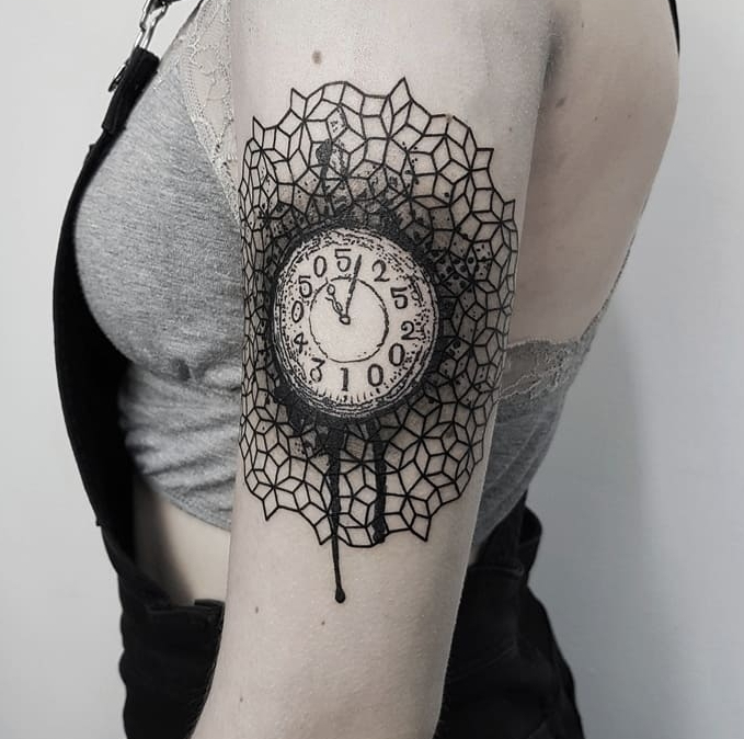 Mandala clock tattoo