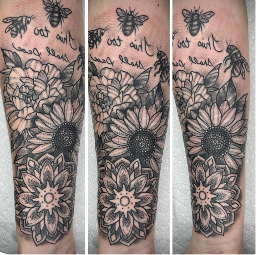 Sunflower mandala tattoo-min