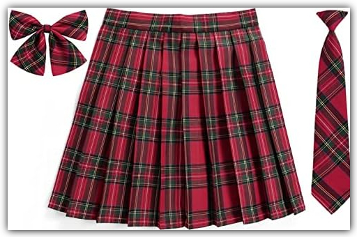 Red color preppy skirts design