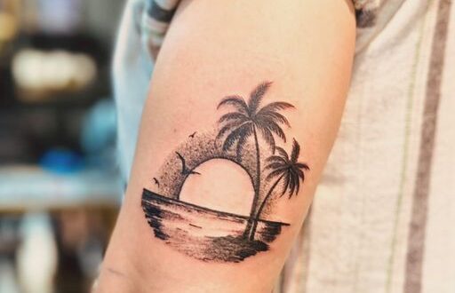 beach tattoo design on sleeve